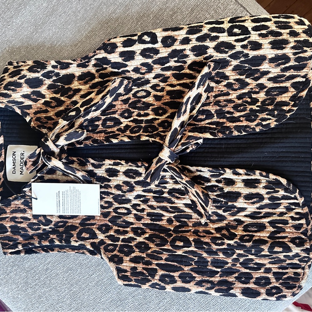 Damson Madder Leopard Print Women's Vest in Tan & Black